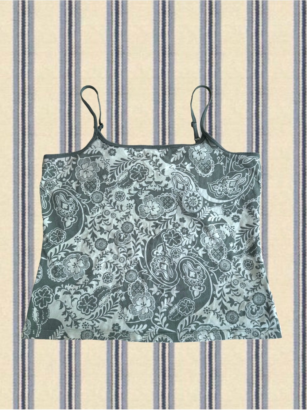 Sonoma Sage & Olive Green Paisley Print Adjustable-Strap Cami Tank